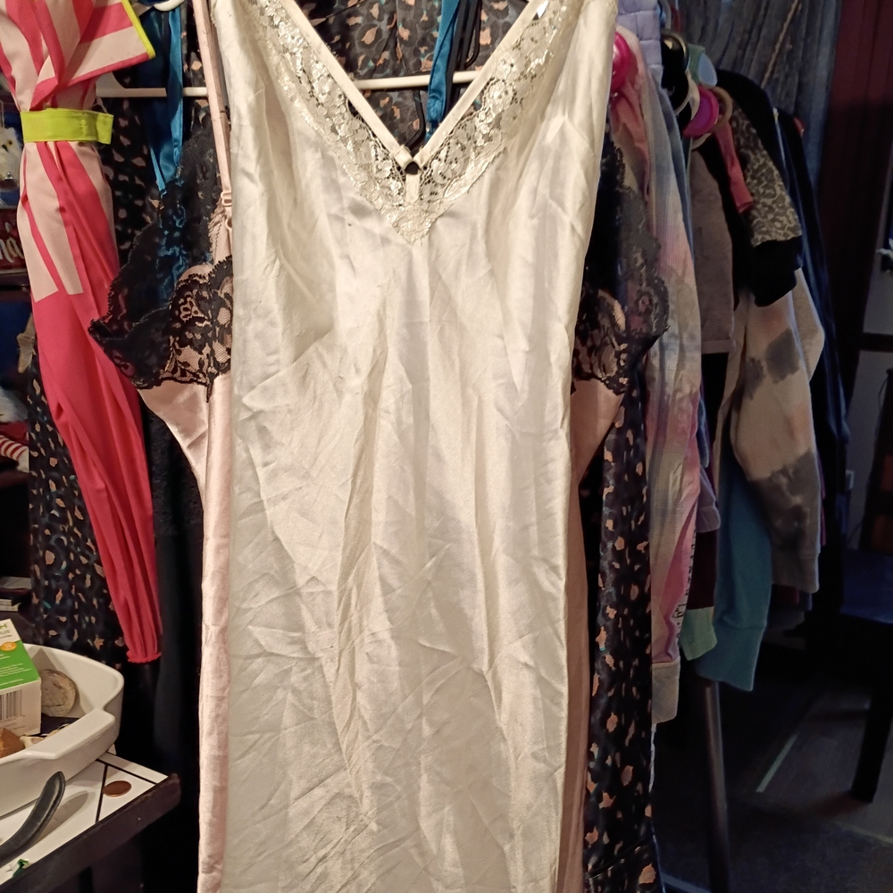 Victoria's Secret White and Black Lace Chemise